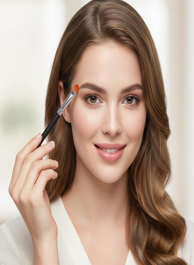 Qulkws 2 Pcs Extra Flat Round Brush Flat Eye Shadow Primer Applicator Brush for Blending Concealer Eyebrow Concealer Brushes Flats Makeup Brushes Eye Primer Base Makeup Tool Concealing Small Imperfection - Image 3